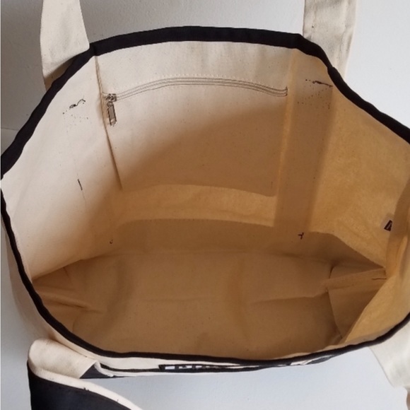 💚💚 NWT - PIRETTE Sturdy Canvas Tote Bag 
Black & Cream - Picture 4 of 7